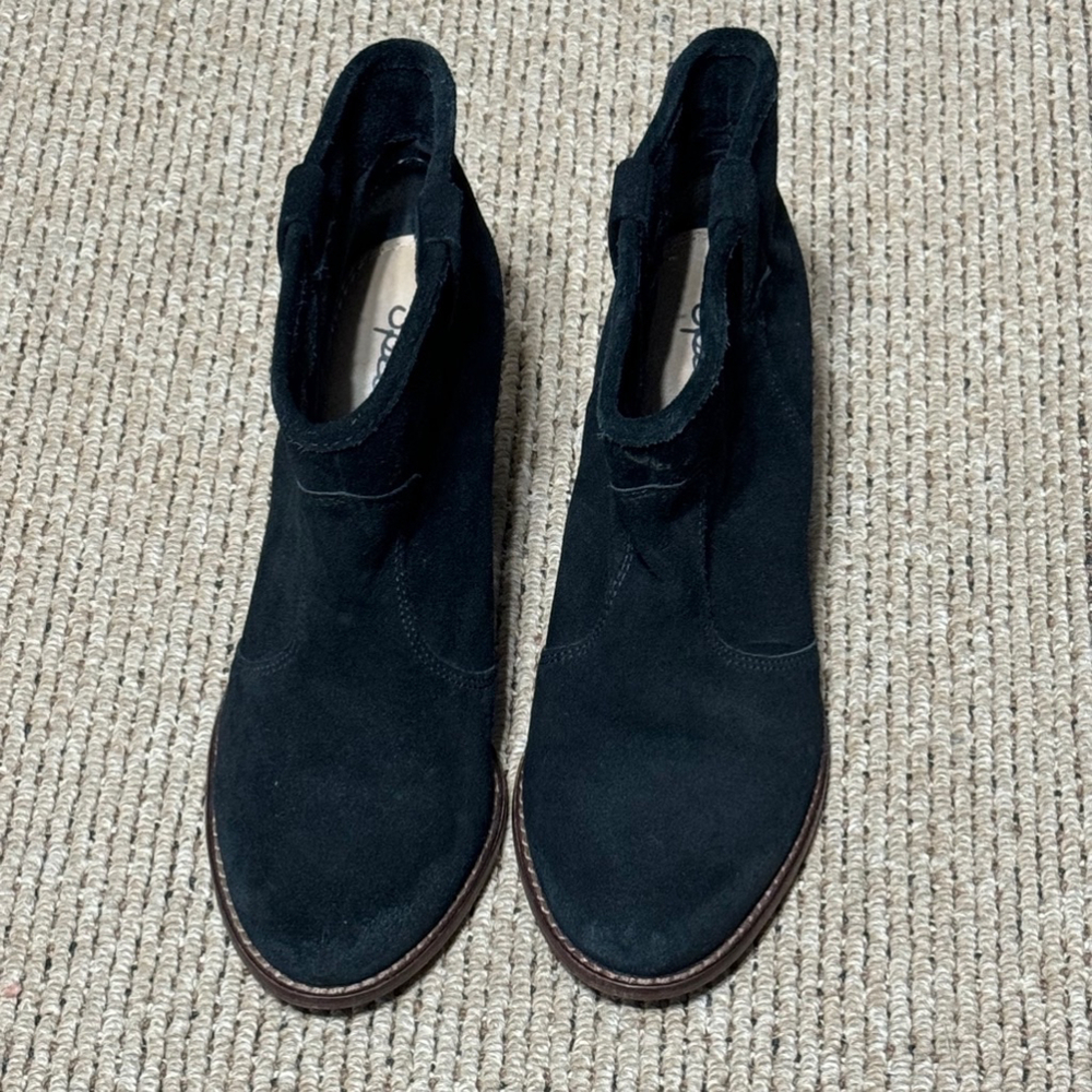 Splendid Lakota Suede Ankle Booties Size 7 Women's Black Leather Distressed